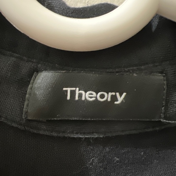 Theory Womans 1/4 Button Up Black Long Sleeves Size Large Preppy - Picture 4 of 12